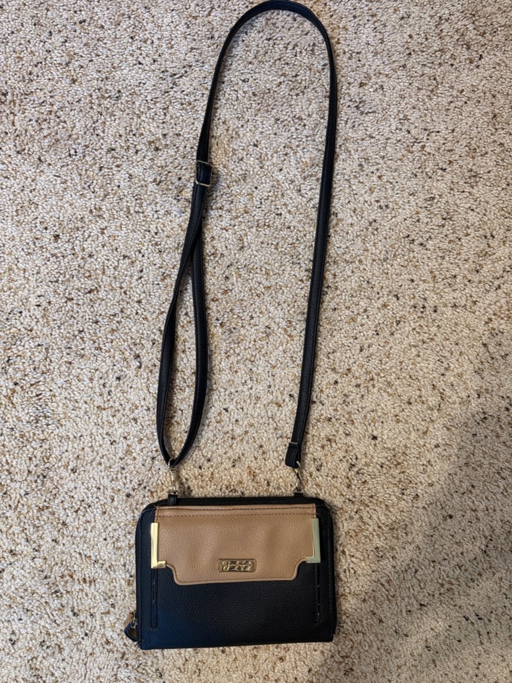 Jessica Simpson Black and Tan Crossbody Purse